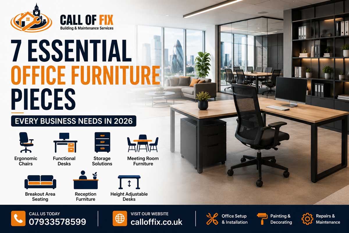 7 essential office furniture pieces every modern business needs for productivity and workplace comfort in London