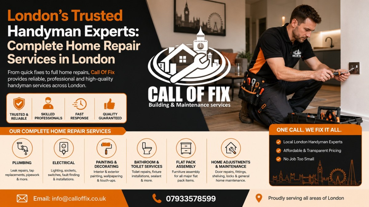 London’s Trusted Handyman Experts complete home repair services infographic by Call Of Fix