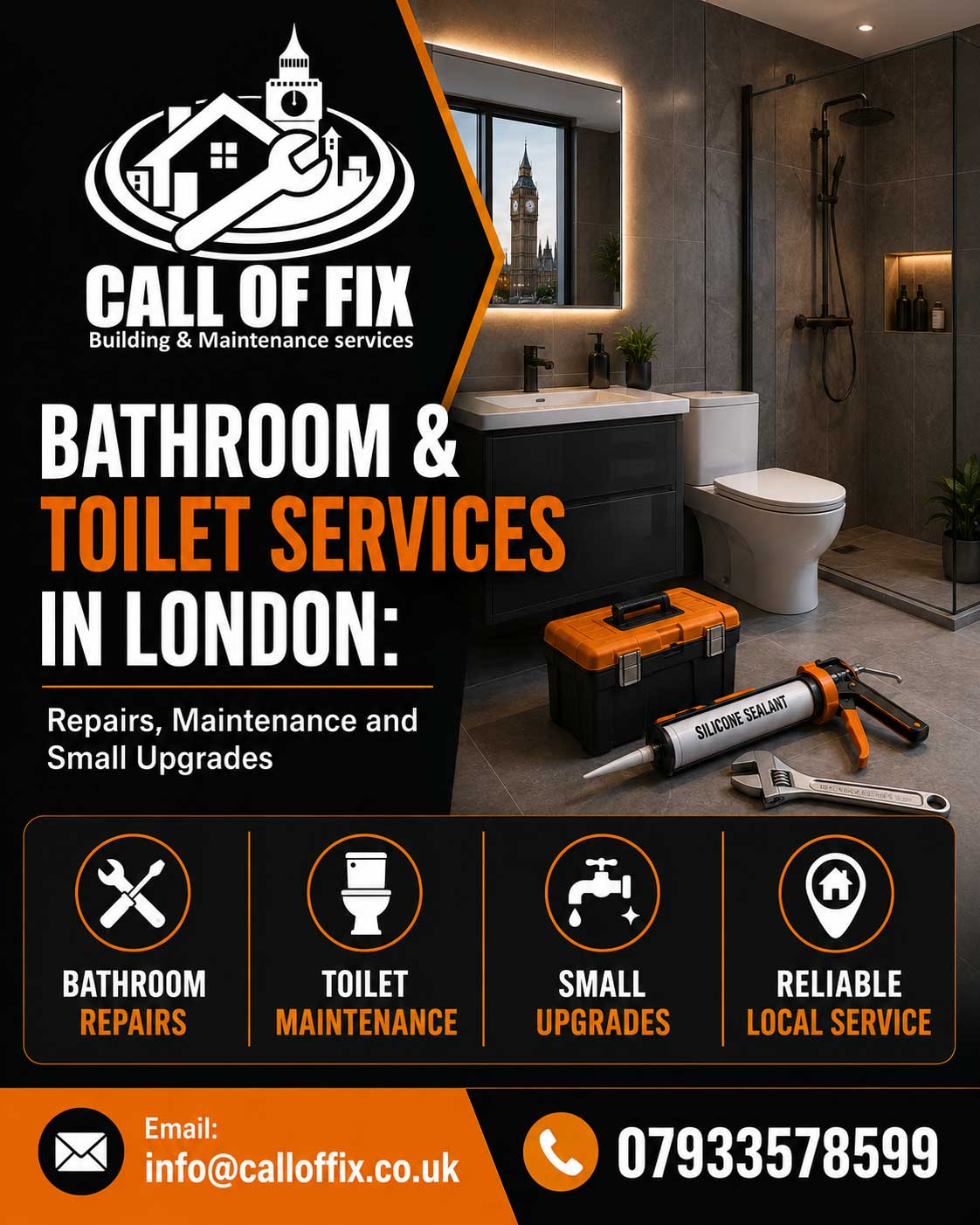 Bathroom and Toilet Services in London infographic by Call Of Fix