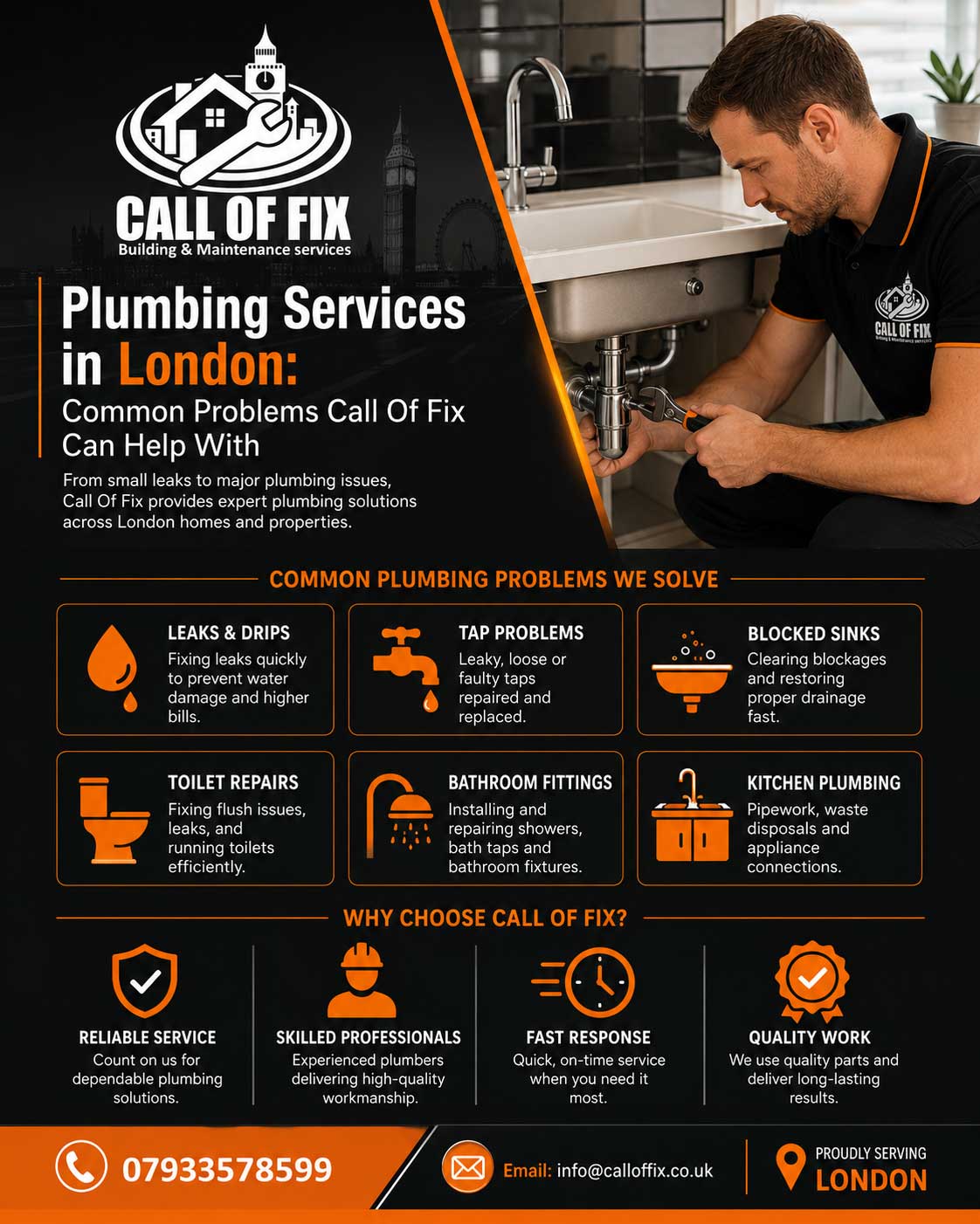 Plumbing Services in London infographic by Call Of Fix