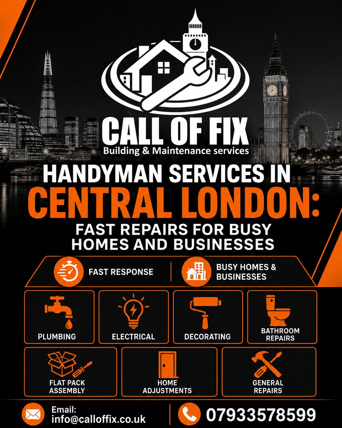 Handyman Services in Central London infographic by Call Of Fix